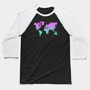 World Map gradient Baseball T-Shirt